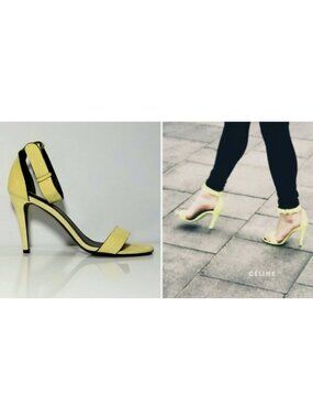 CELINE PARIS "ICONIC" RUNWAY "RARE YELLOW" SANDALS SHOES $895 I-38 US-7.5 7 1/2